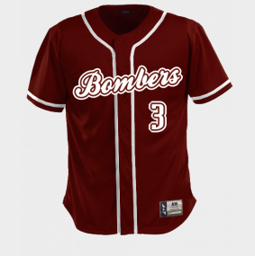 Custom White Bombers Baseball/Softball Jersey